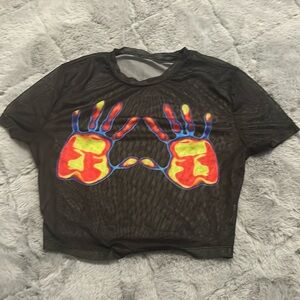 wore once, cute mesh/see through crop top